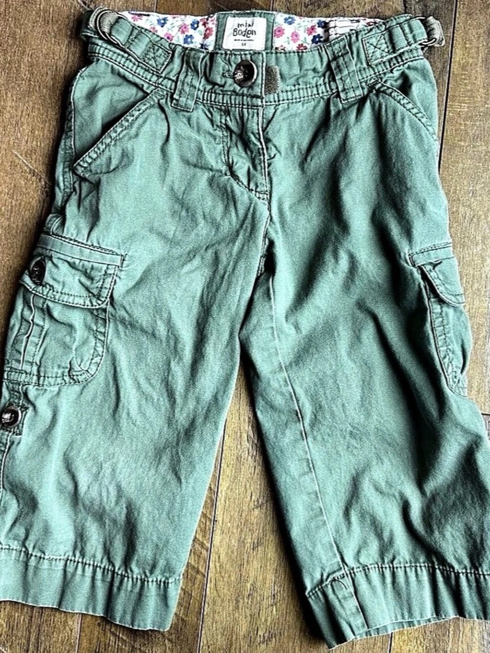 Mini Boden Girls Capri Cargo Pants Green